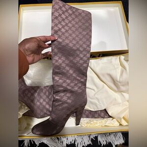 Elegant Brown Fendi Patterned Knee-High Boots